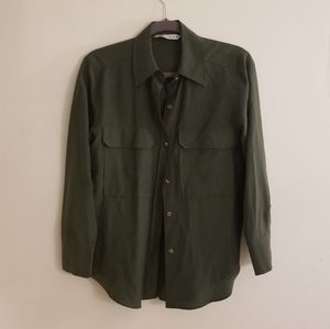Zara deep green button down